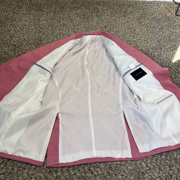 TOMMY HILFIGER Mens Blazer Sport Coat Jacket 38R Pink Cotton Two Button NEW - Picture 4 of 5